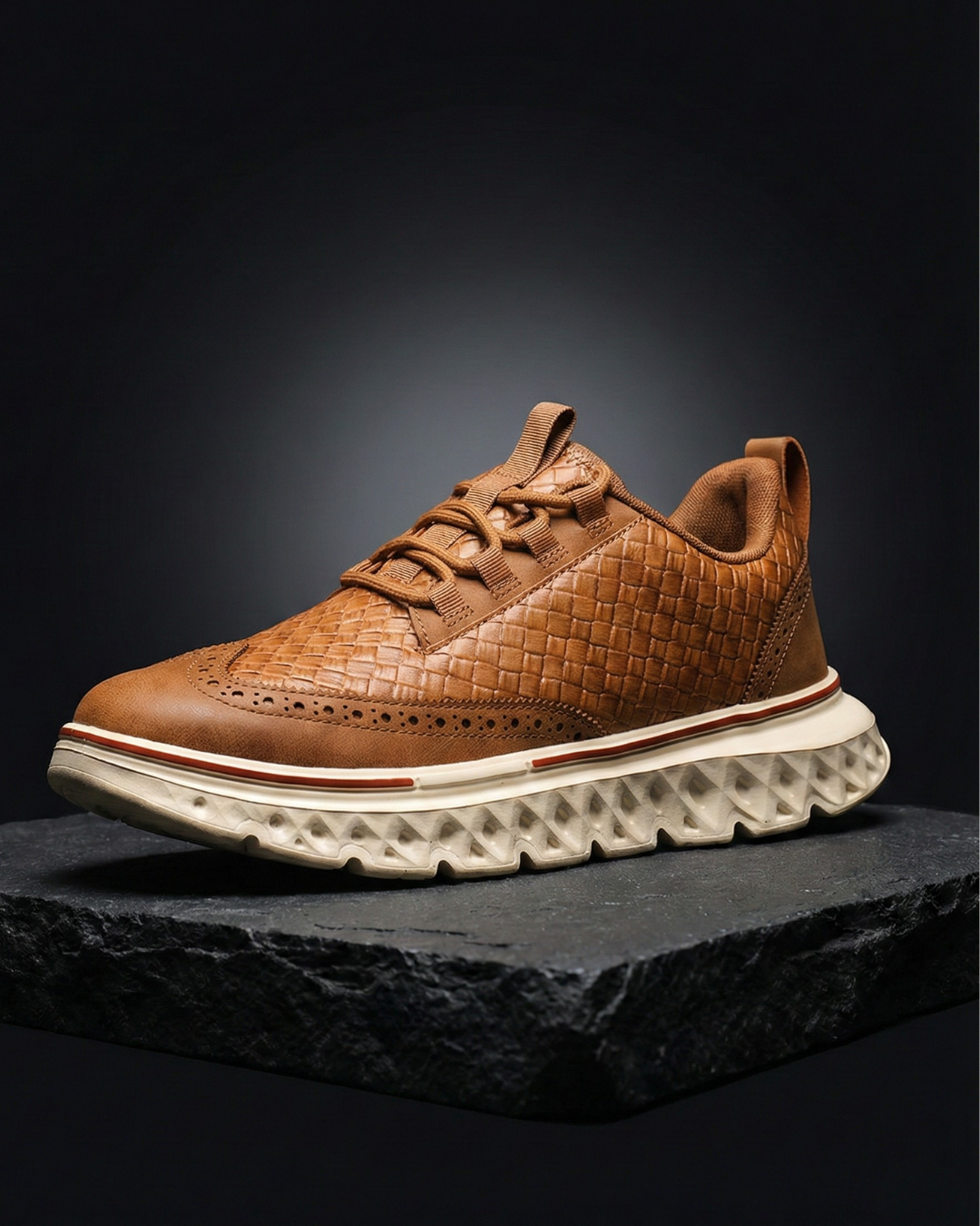 Geflochtene Leder Sneaker Herren Elegant Gepolstert