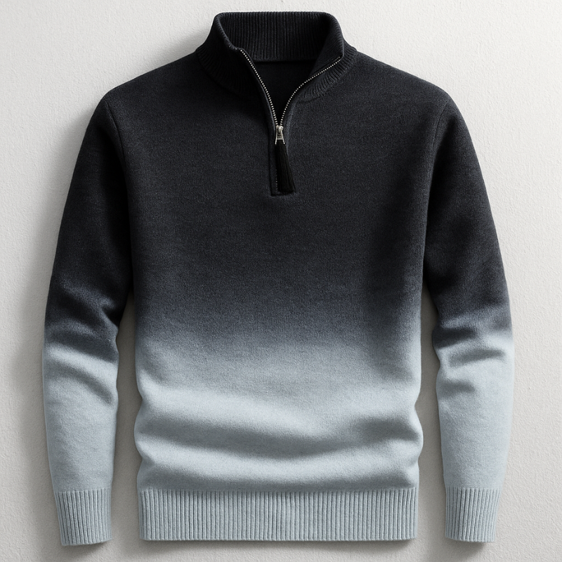 Farbverlauf Pullover Herren Halbzip Weicher Strick