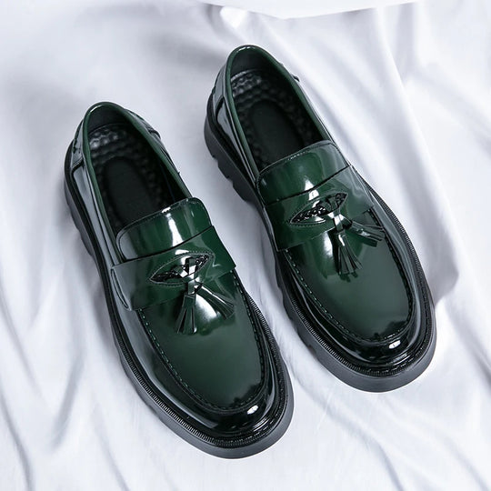 Quasten Loafer Herren Plateausohle Slip-On Kunstleder