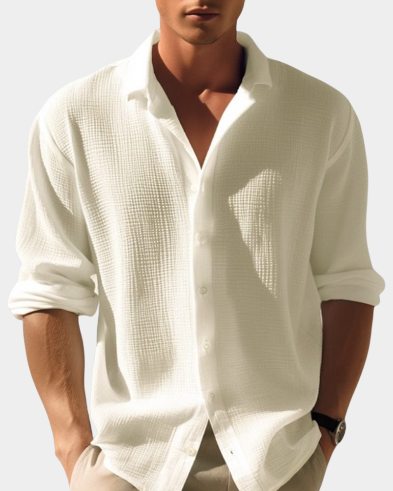 Lässiges Langarm Sommerhemd Herren Relaxed Fit Casual