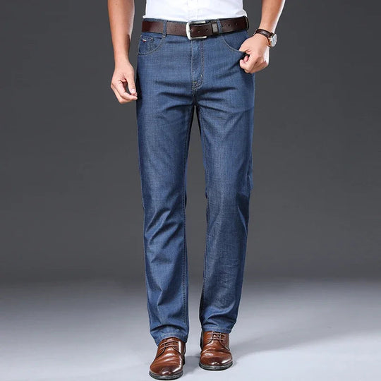 Smart Casual Jeans Herren Denim Gerade Regular Fit Hose
