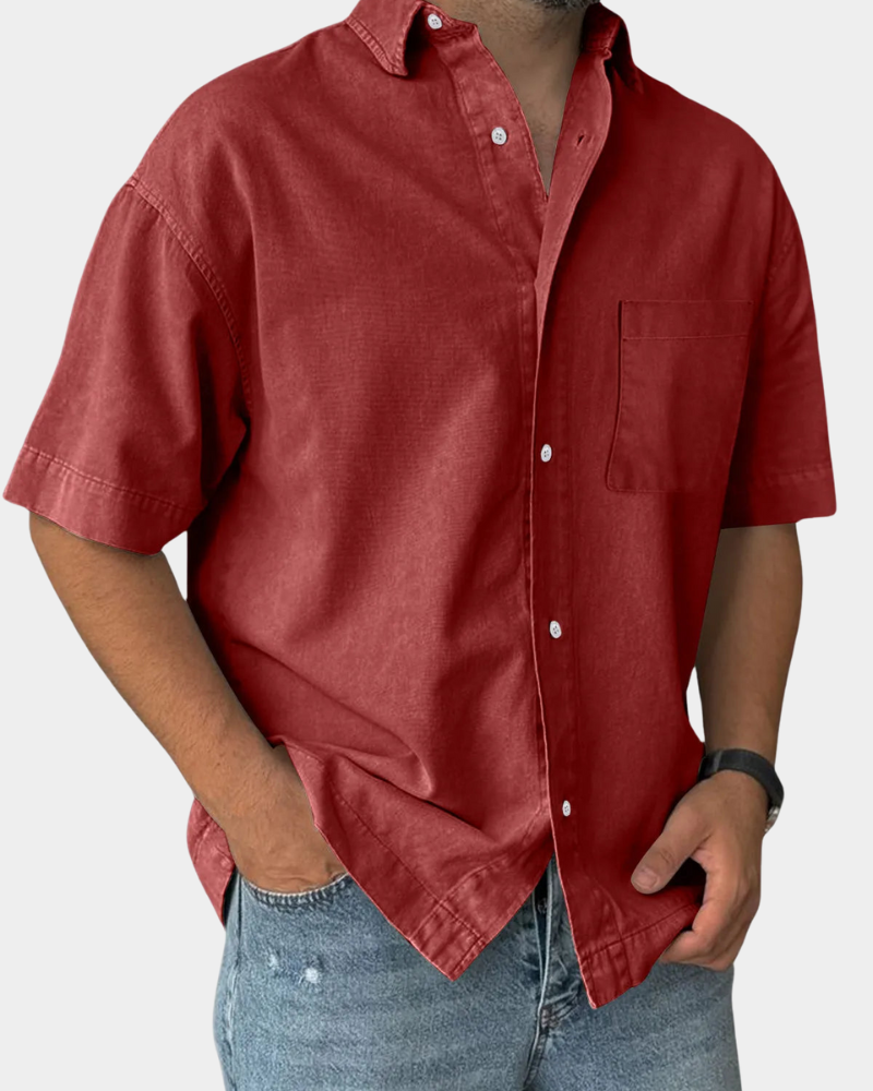 Lässiges Freizeithemd Herren Kurzarm Sommer Casual Hemd