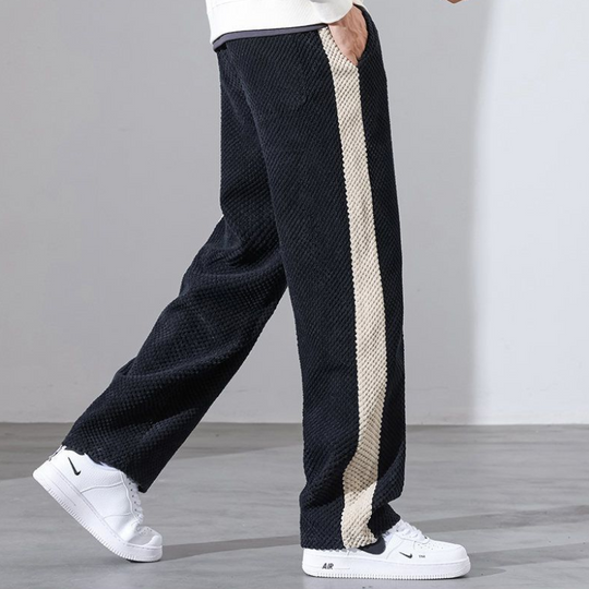 Waffelcord Jogger Herren Seitenstreifen Locker Weich