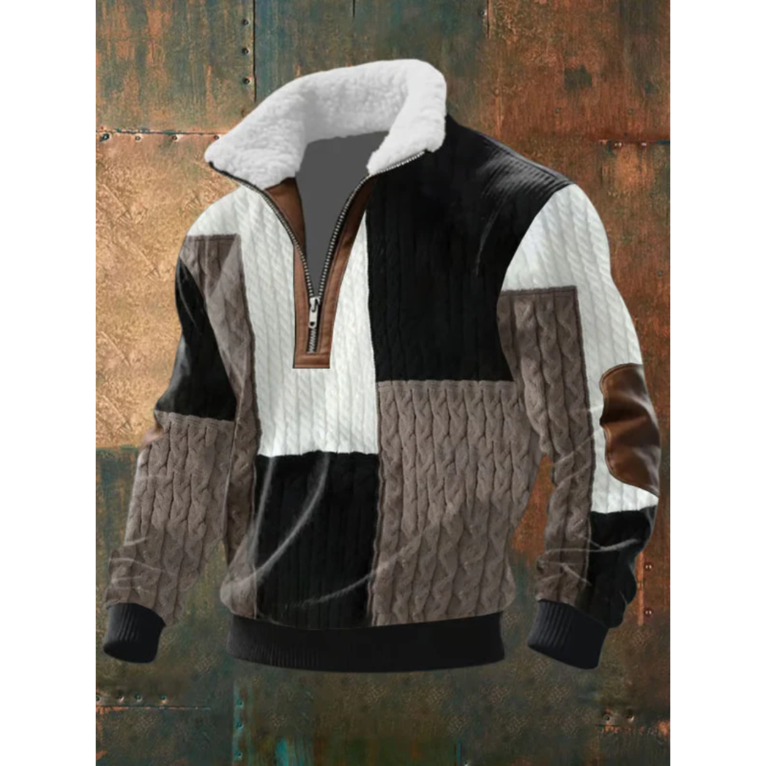 Fleece Stehkragen Pullover Herren Warm Strick Winter