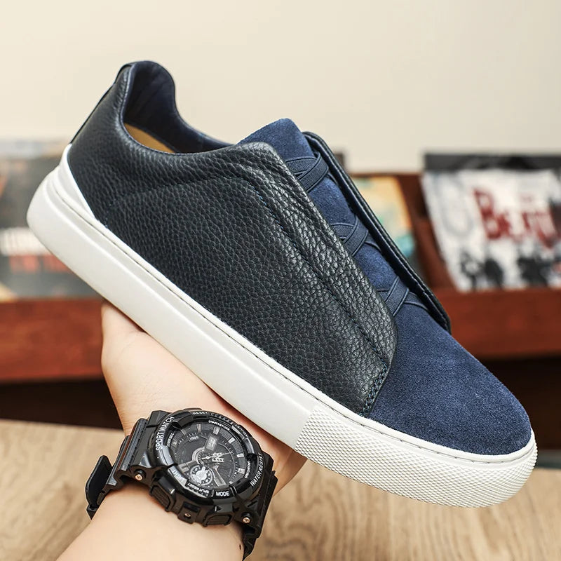 Leder Wildleder Sneaker Herren Slip-On Komfort Casual