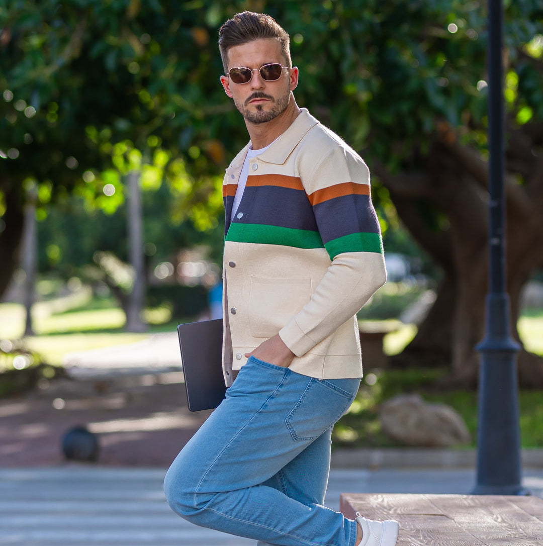 Button-Up Strickjacke Herren Cardigan Baumwolle Elegant