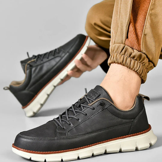 Italienische Leder Sneaker Herren Casual Schnürschuhe