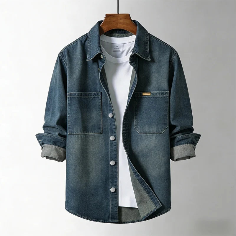 Denim Overshirt Herren Hemdjacke Washed Workwear Jacke