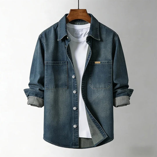 Denim Overshirt Herren Hemdjacke Washed Workwear Jacke