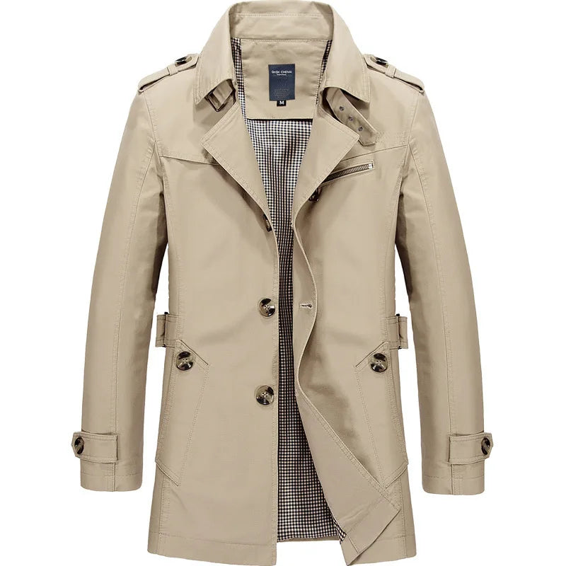 Moderner Trenchcoat Herren Mantel Elegant Klassisch