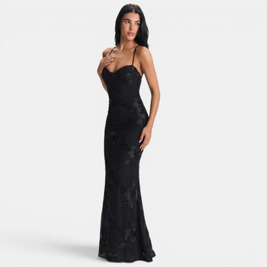 Spitzenkleid Damen Maxi Rückenfrei Abendkleid Elegant