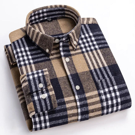 Baumwoll Flanellhemd Herren Langarm Warm Casual Winter
