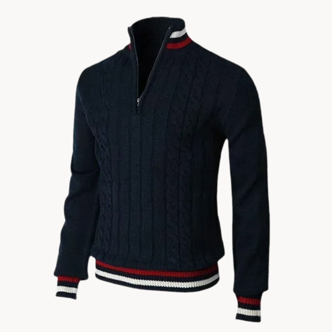 Zopfstrick Troyer Quarter-Zip Pullover Herren Strick