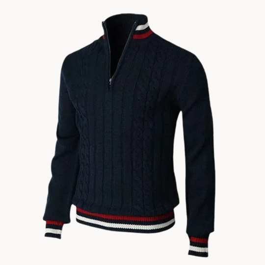 Zopfstrick Troyer Quarter-Zip Pullover Herren Strick