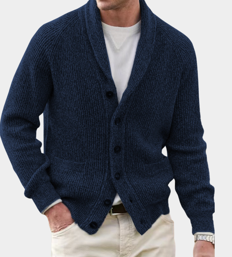 Schalkragen Cardigan Herren Strickjacke Klassisch Warm