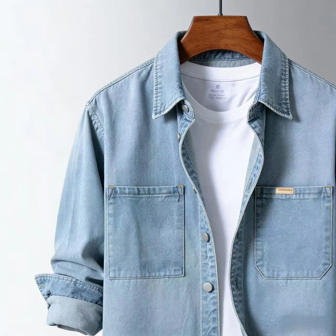 Denim Overshirt Herren Hemdjacke Washed Workwear Jacke