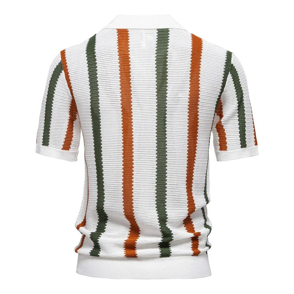 Klassisches Strick Poloshirt Herren Kurzarm Casual Polo