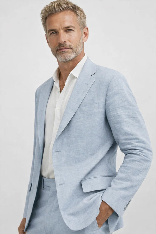 Tailliert Zweiteiler Anzug Herren Blazer Business Set