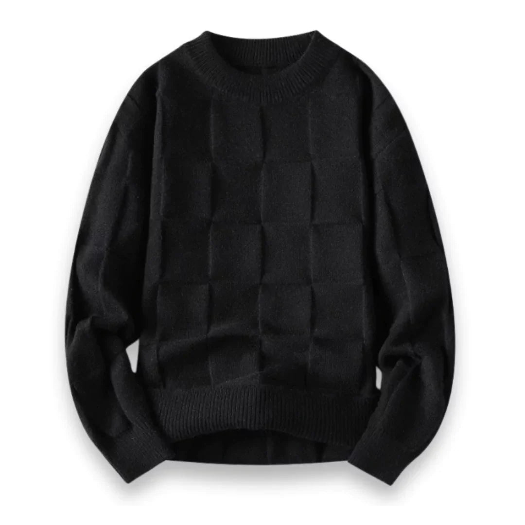 Karierter Strickpullover Herren Tailliert Zeitlos Weich