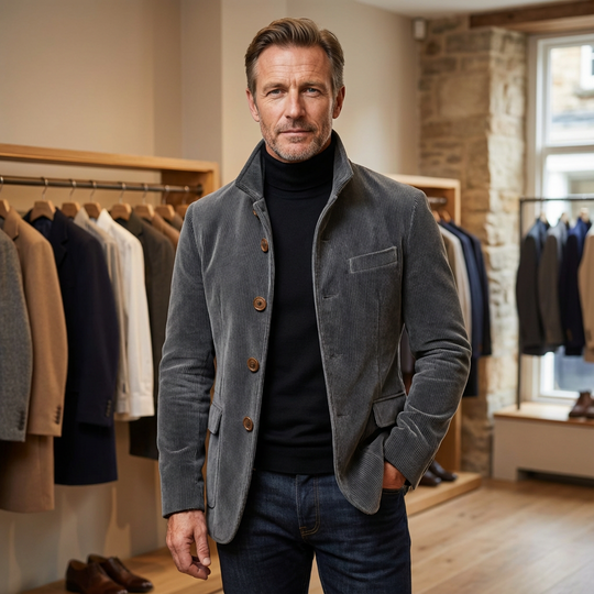 Elegante Jacke Herren Strukturiert Zeitlos Übergangsjacke