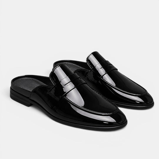 Herren Glänzende Leder-Mules – Jennoir