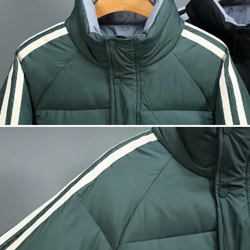 Daunenjacke Herren Hoher Kragen Knopfleiste Und Zip