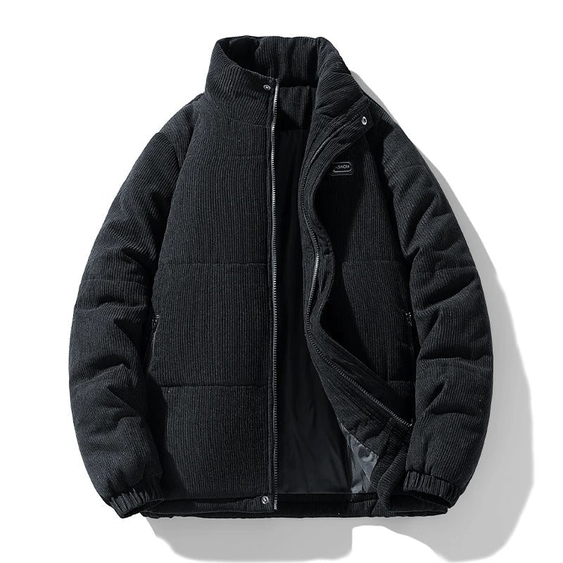 Cord Steppjacke Herren Hoher Kragen Zip Taschen Warm