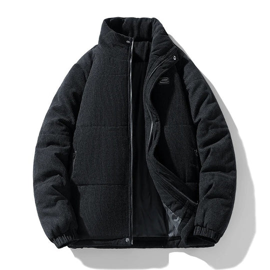 Cord Steppjacke Herren Hoher Kragen Zip Taschen Warm