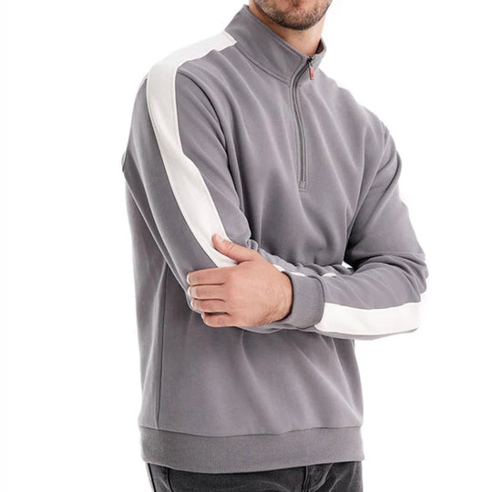 Sweatshirt Herren Halbzip Baumwollmix Seitenstreifen