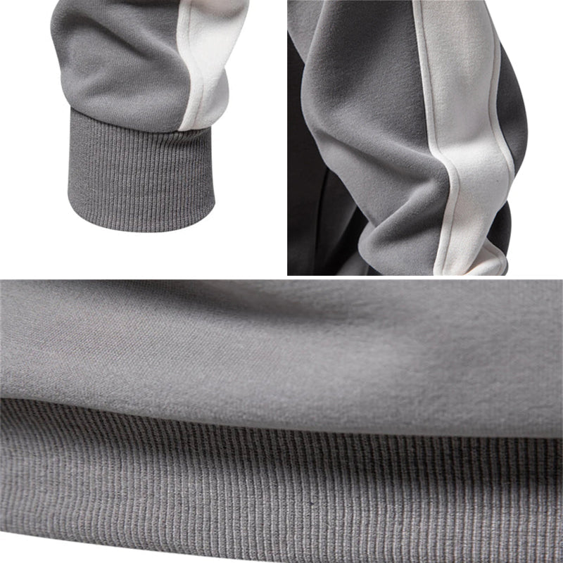 Sweatshirt Herren Halbzip Baumwollmix Seitenstreifen
