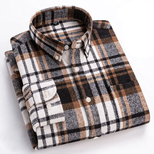 Baumwoll Flanellhemd Herren Langarm Warm Casual Winter