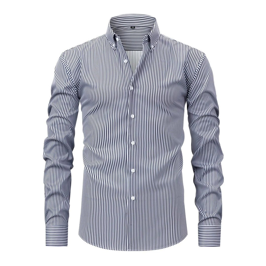 Gestreiftes Stretch Hemd Herren Langarm Smart Casual