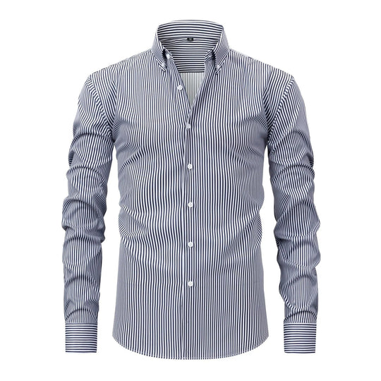 Gestreiftes Stretch Hemd Herren Langarm Smart Casual