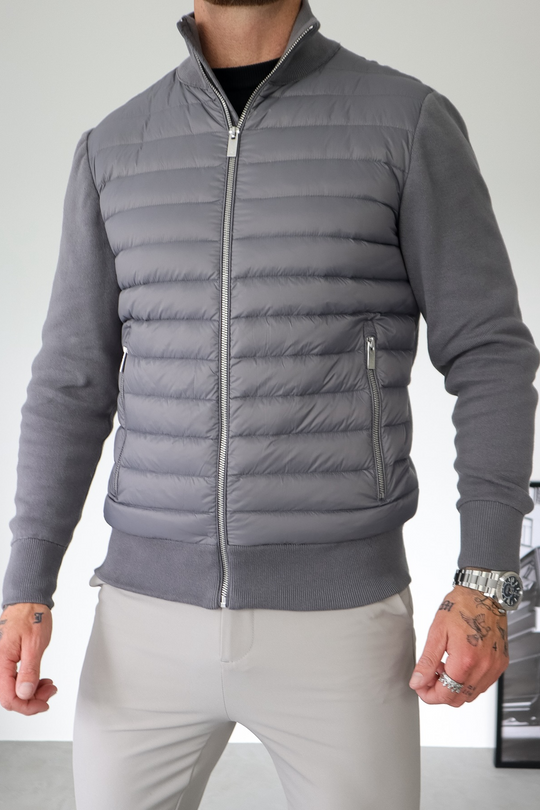 Hybrid Jacke Herren Gesteppt Strickärmel Leicht Tailliert