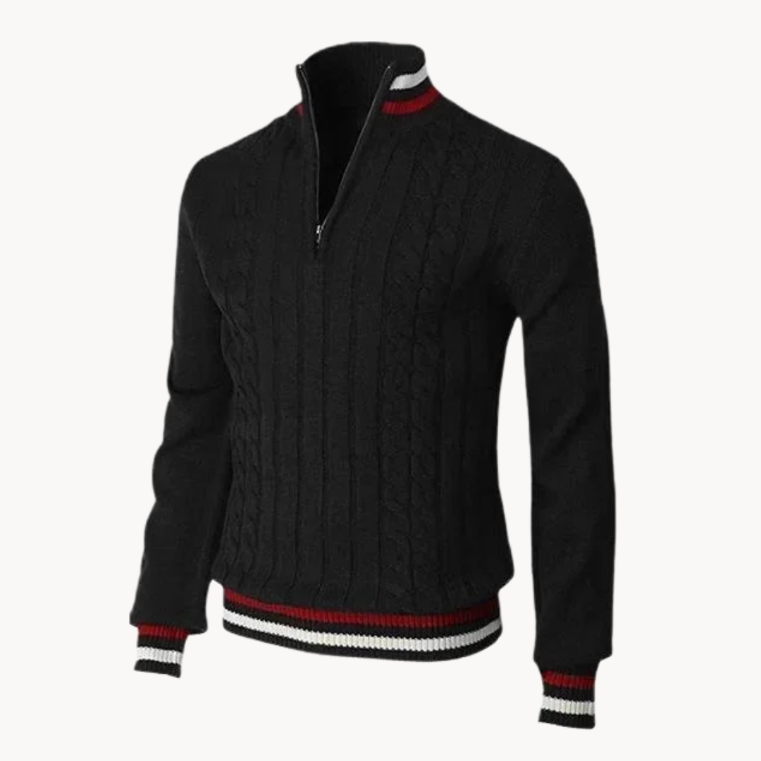 Zopfstrick Troyer Quarter-Zip Pullover Herren Strick
