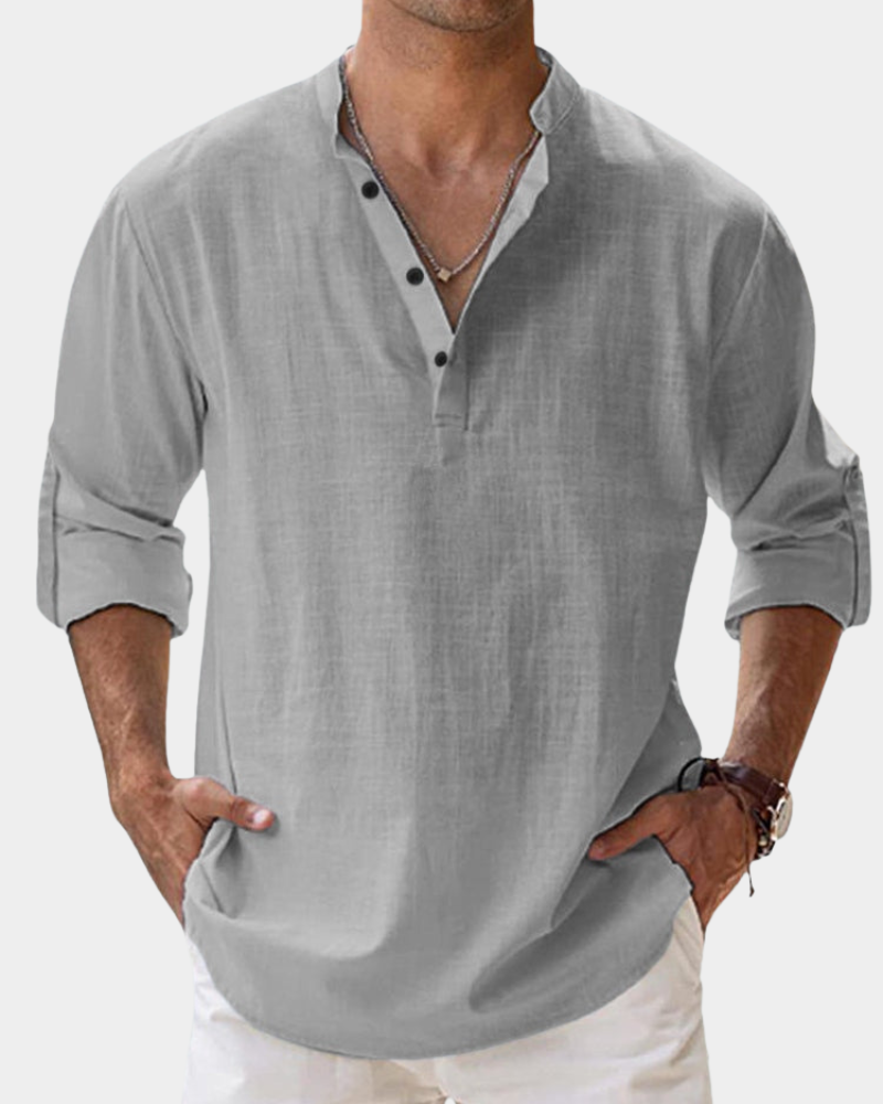 Gemütliches Langarm Freizeithemd Herren Casual Sommer