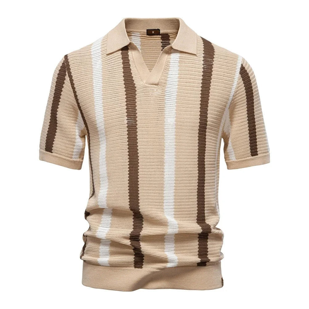 Klassisches Strick Poloshirt Herren Kurzarm Casual Polo