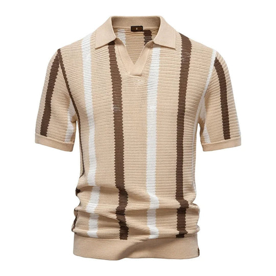 Klassisches Strick Poloshirt Herren Kurzarm Casual Polo