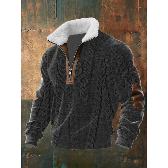 Fleece Stehkragen Pullover Herren Warm Strick Winter
