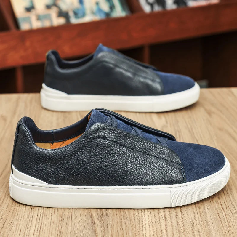 Leder Wildleder Sneaker Herren Slip-On Komfort Casual