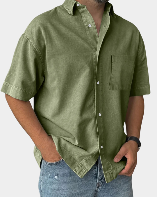 Lässiges Freizeithemd Herren Kurzarm Sommer Casual Hemd