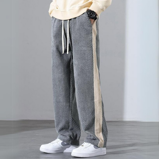 Waffelcord Jogger Herren Seitenstreifen Locker Weich