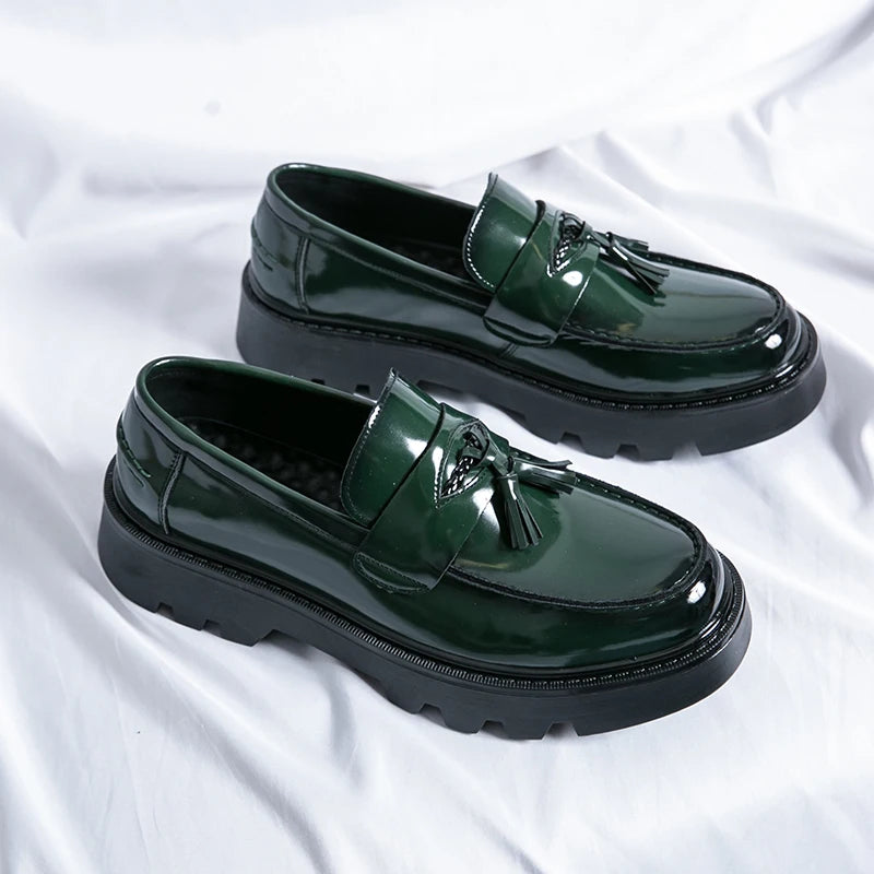 Quasten Loafer Herren Plateausohle Slip-On Kunstleder