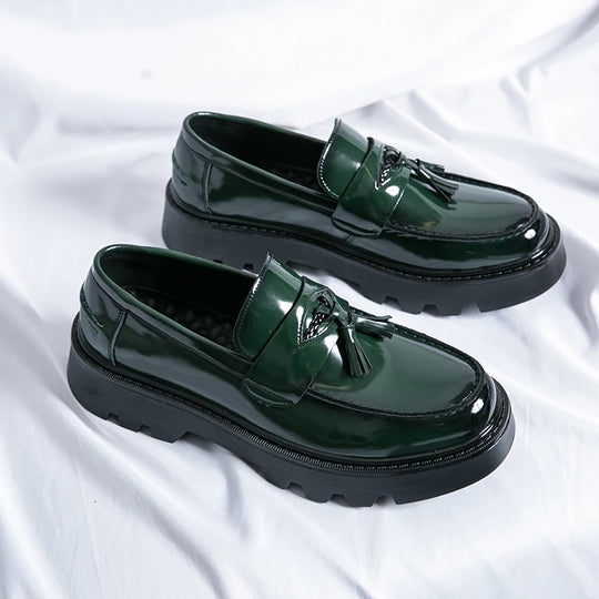 Quasten Loafer Herren Plateausohle Slip-On Kunstleder