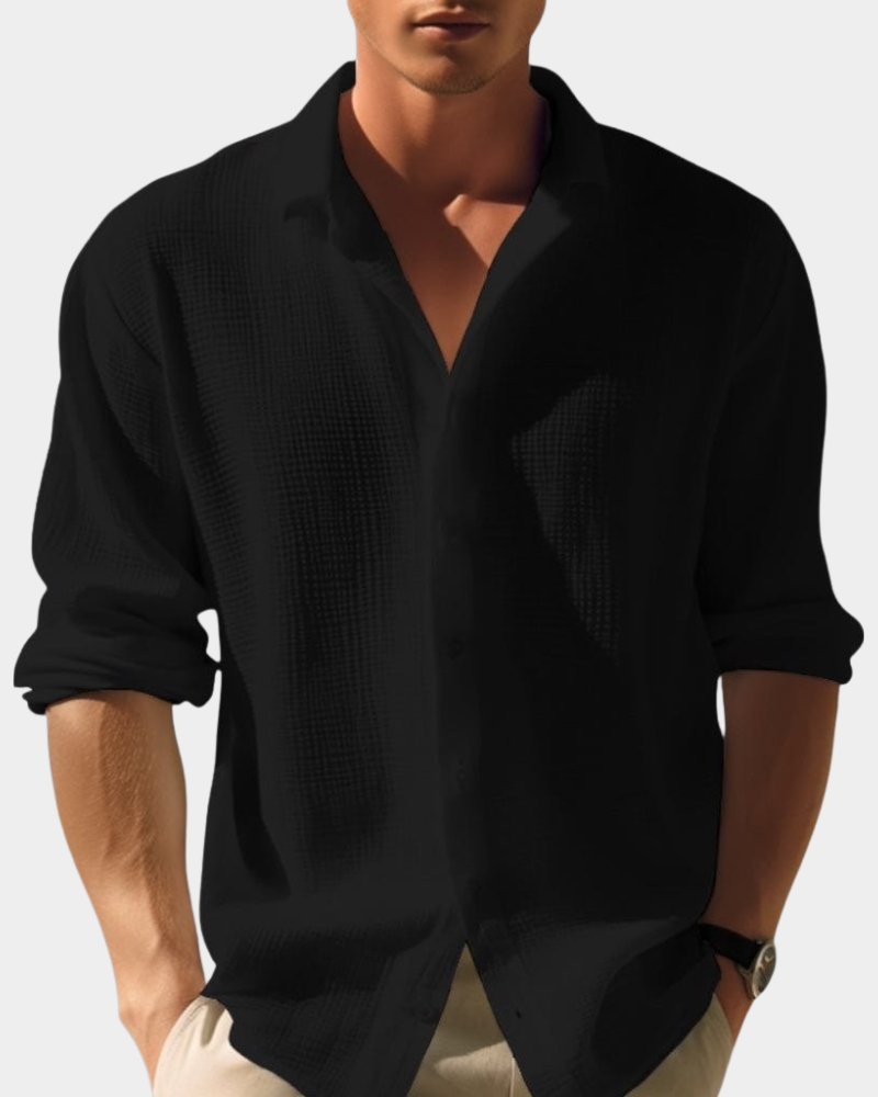 Lässiges Langarm Sommerhemd Herren Relaxed Fit Casual
