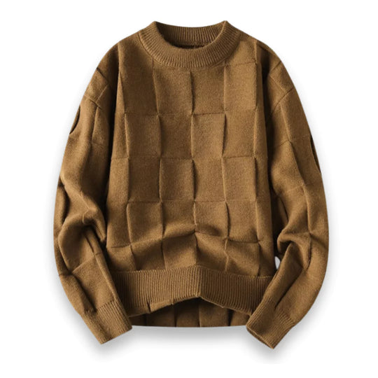 Karierter Strickpullover Herren Tailliert Zeitlos Weich