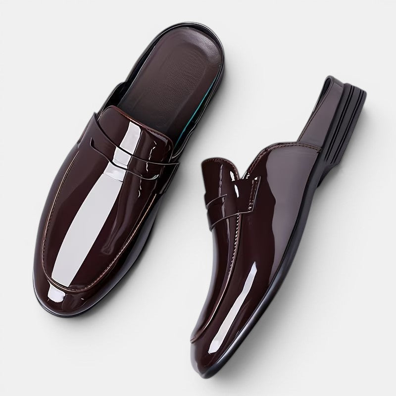 Herren Glänzende Leder-Mules – Jennoir