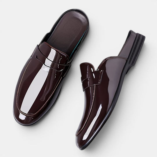 Herren Glänzende Leder-Mules – Jennoir