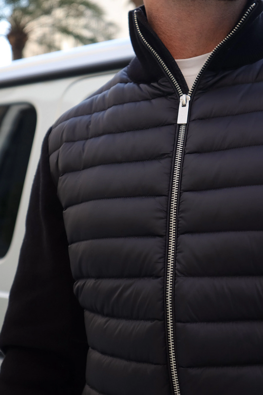 Hybrid Jacke Herren Gesteppt Strickärmel Leicht Tailliert