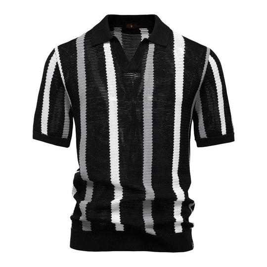 Klassisches Strick Poloshirt Herren Kurzarm Casual Polo